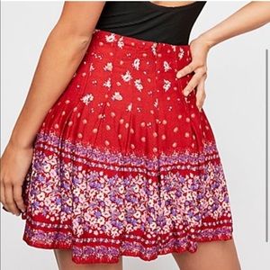 Free People Floral Step-Up Pleated Mini Skirt size 4